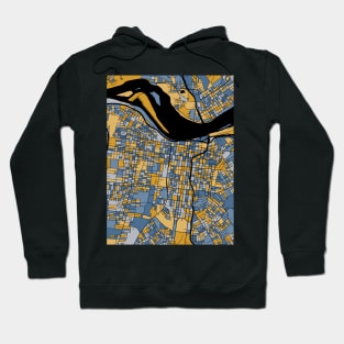 Louisville Map Pattern in Blue & Gold Hoodie